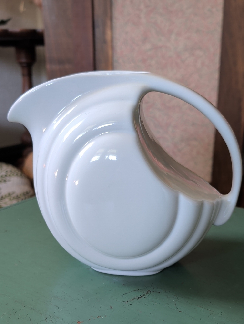 Hall White Ceramic Water Pitcher #1338 Art Deco MCM